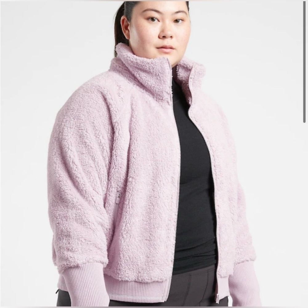 Athleta Women's Tugga Sherpa Zip Up Jacket Lavender Size 1X NWT